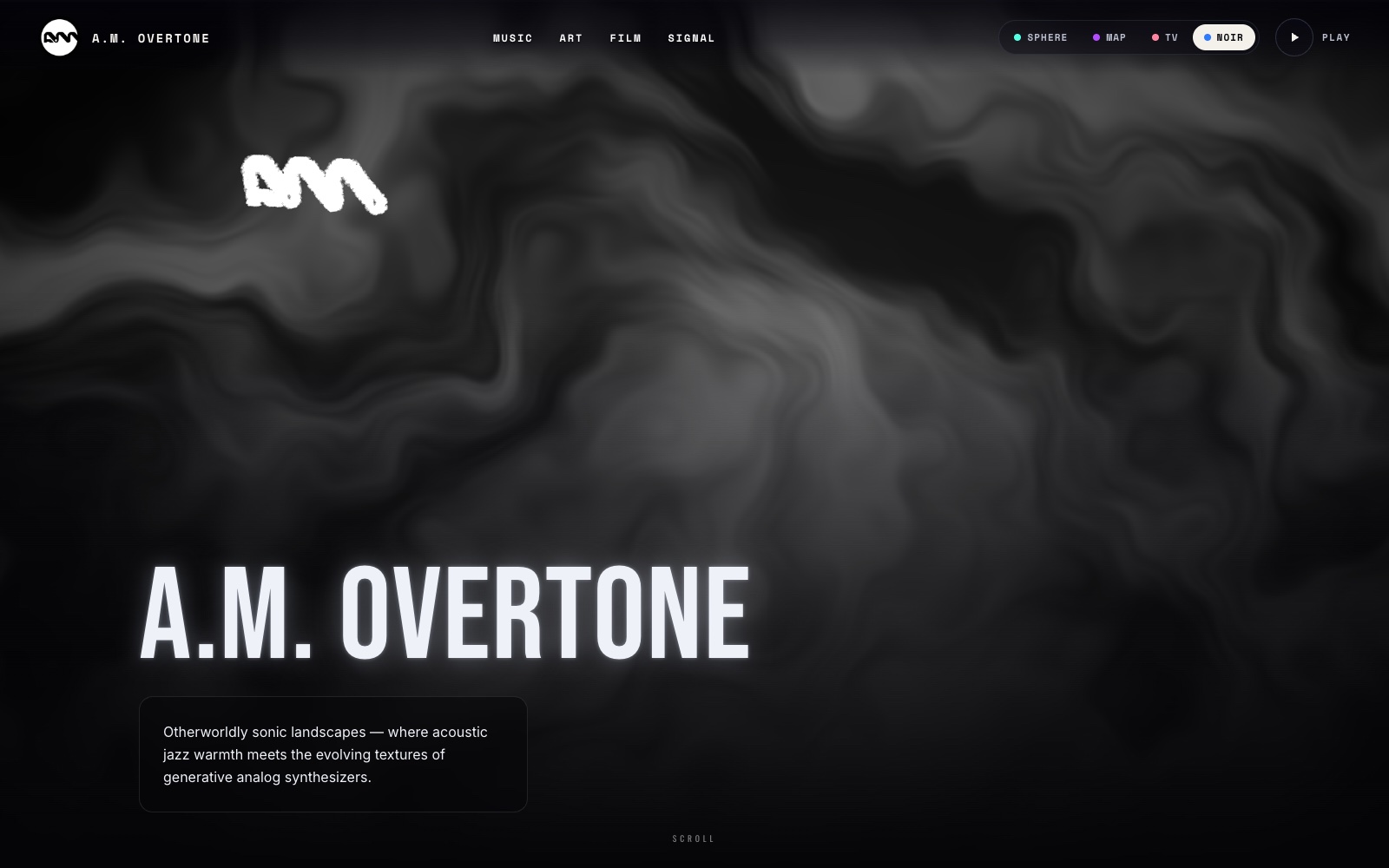 Noir mode · the high-contrast monochrome smoke backdrop