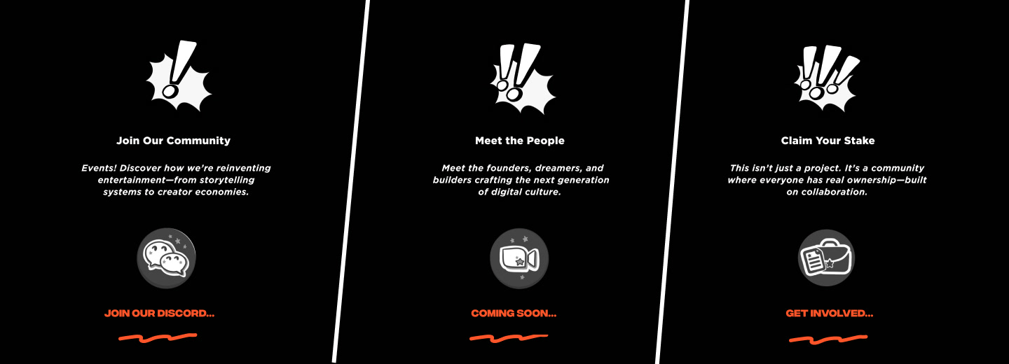 Footer · join the community, meet the people, claim your stake